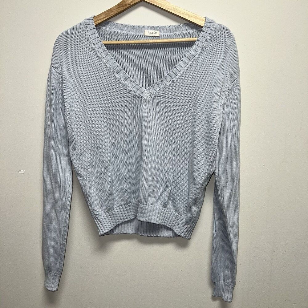 Brandy Melville John Galt light blue v-neck sweater women’s one size